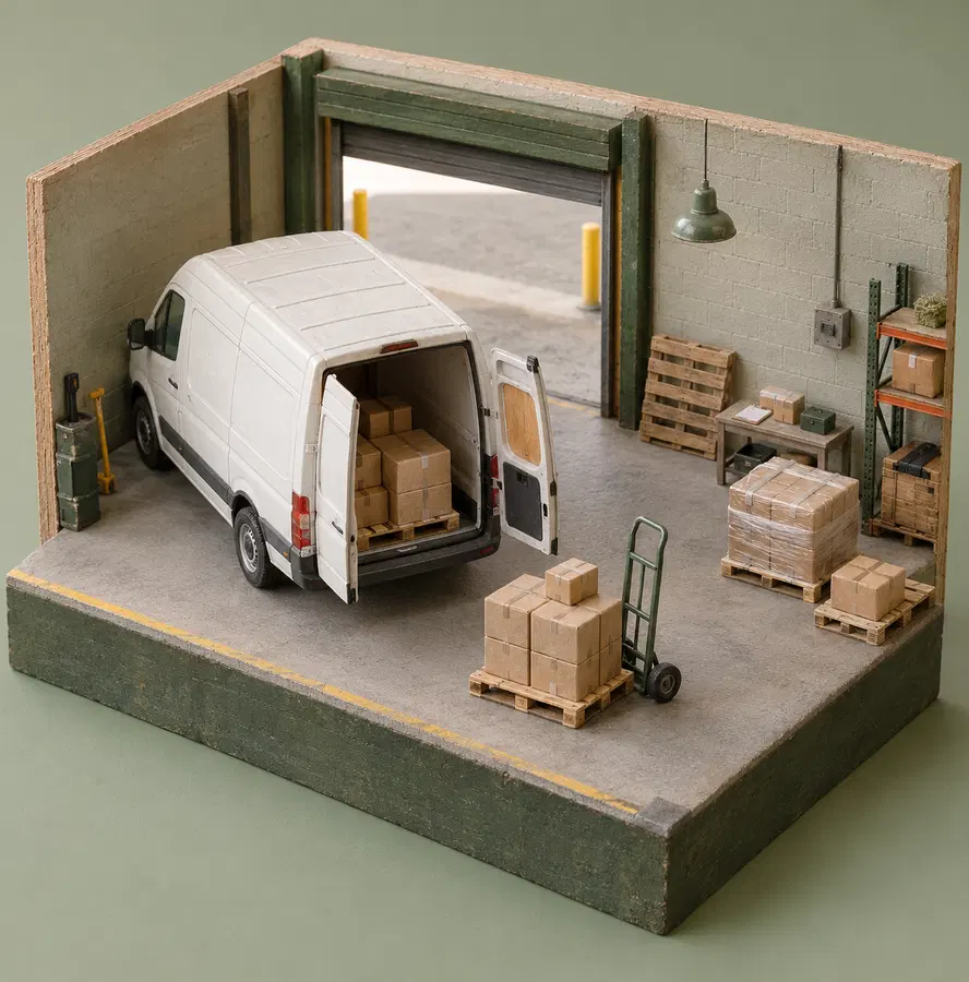 Illustration of logistics businesses equipment and workspace